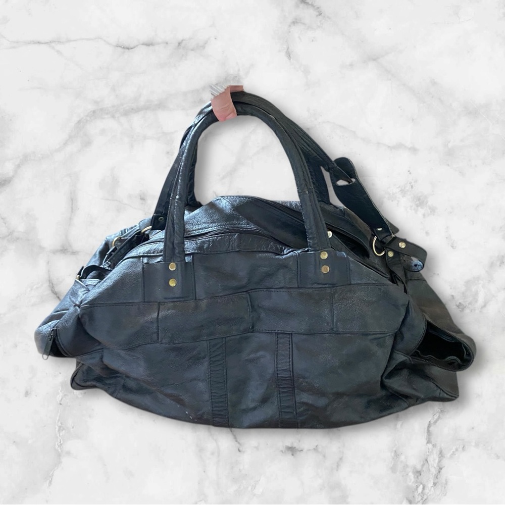 Patchwork Leather Duffel Bag Great Condition - image 4